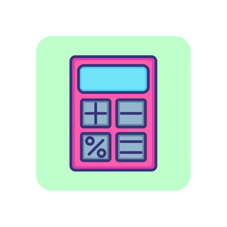 Calculator clip line icon. Accounting, tool, equipment. Office supply concept. Can be used for topics like stationary, math, finance, calculationのイラスト素材