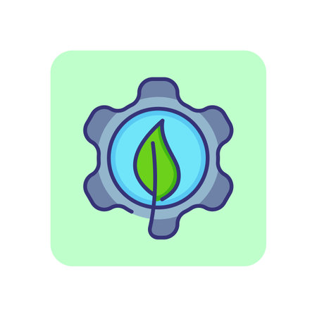 Eco friendly technology line icon. Environmental conservation, energy alternative, green engine. Ecology concept. Vector illustration can be used for topics like environment, technology, innovationのイラスト素材