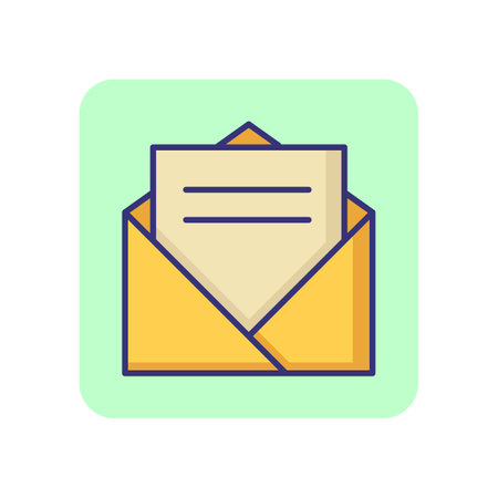 Message line icon. Open envelope with paper. Office concept. Can be used for topics like email, mailing, postal service, messenger, app designのイラスト素材