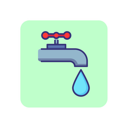 Leaking faucet line icon. Water resources, water saving, drain. Ecology concept. Vector illustration can be used for topics like environment, public service, plumberyのイラスト素材