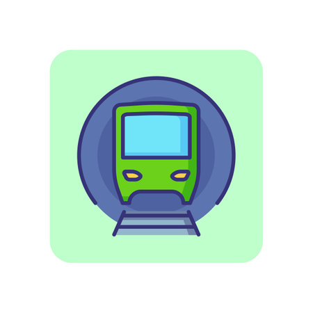 Subway train line icon. Tunnel, metro, station. Transport concept. Vector illustration can be used for topics like transportation, public transport, travelのイラスト素材