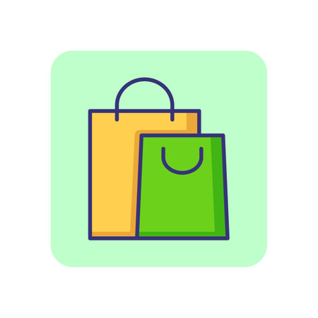 Paper bags line icon. Shopaholic, sale, purchase. Shopping concept. Vector illustration can be used for topics like retail, consumerism, commerceのイラスト素材