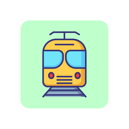 Train line icon. Suburban train, tram, railway station. Transport concept. Vector illustration can be used for topics like transportation, public transport, travelのイラスト素材