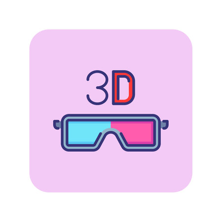3d glasses line icon. Goggle, specs, dimensional image. Cinema concept. Can be used for topics like...