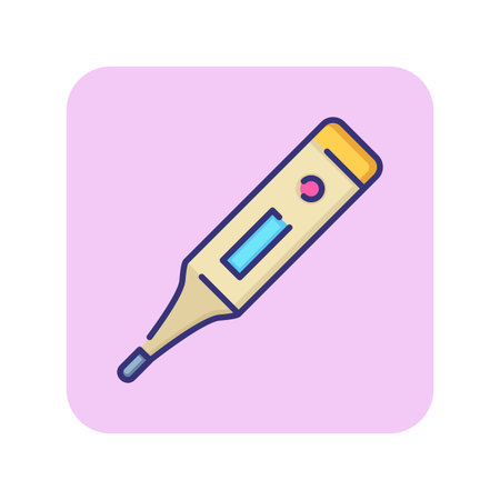 Digital thermometer line icon. Taking temperature, medical exam, fever. Medicine concept. Vector...