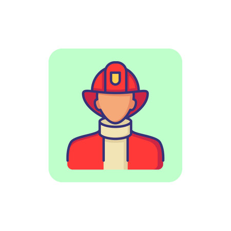 Fireman line icon. Firefighter, brigade, protective suit, helmet. Occupation concept. Can be used...