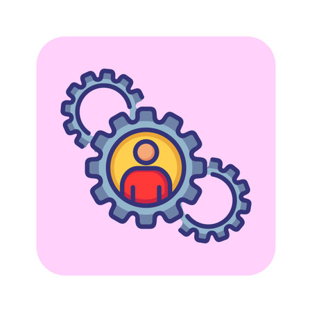 Worker line icon. Employee, gear, mechanism. Human resource concept. Can be used for topics like...