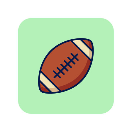 Rugby line icon. Rugby ball line icon on green background. Sport concept. Vector illustration can be used for topics like sport, active lifestyle, gamesのイラスト素材