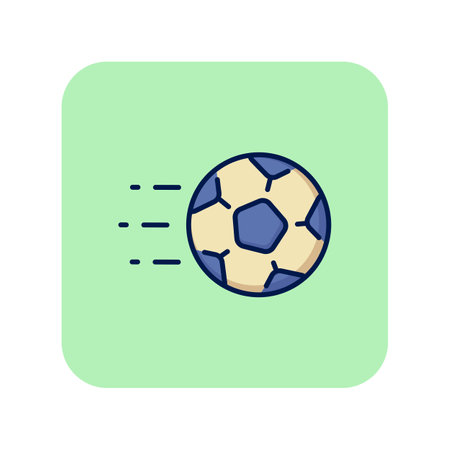 Foot ball line icon. Football on green background. Sport concept. Vector illustration can be used for topics like football, sport, activityのイラスト素材