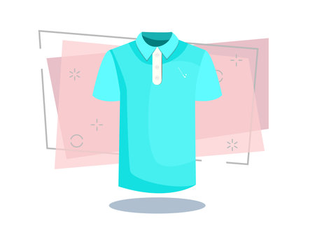 Blue golf shirt vector. Golf player, sport club, sportswear. Golf concept. Vector illustration can be used for topics like sport, hobby, leisureのイラスト素材
