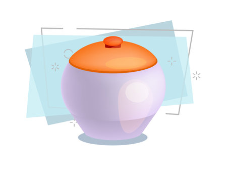 Cereal pot vector. Porridge, baking, food preparation. Kitchenware concept. Vector can be used for topics like cooking, household equipment, kitchenのイラスト素材