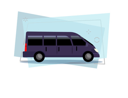 Black minivan illustration. Bus, auto, vehicle. Transport concept. Vector illustration can be used for topics like transportation, trip, logisticsのイラスト素材