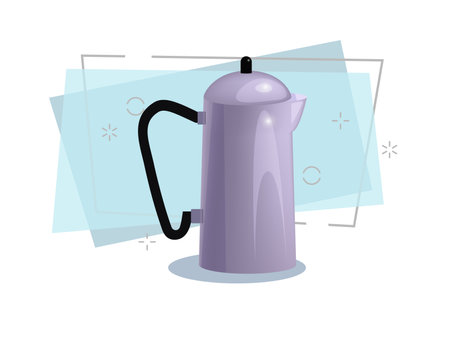 Coffee pot isolated vector. Teapot, kettle, pot. Kitchenware concept. Vector can be used for topics like beverages, cafe, household equipmentのイラスト素材