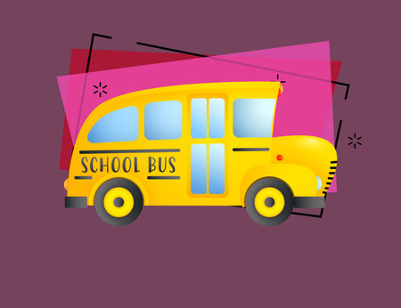 Yellow school bus. Cartoon transport with windows. Can be used for topics like transportation,...