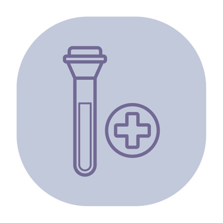 Medical icon of test tube alongside cross symbol. Healthcare and diagnostics, suitable for various medical applicationsのイラスト素材