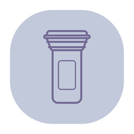 Line icon of medicine vial, showcasing simple design with cap. Medical themes conceptのイラスト素材