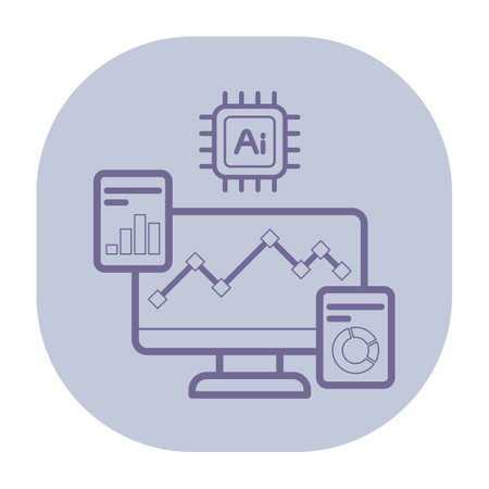 Digital display with line graphs and charts related to data analysis. AI in interpreting data trends and insights conceptのイラスト素材