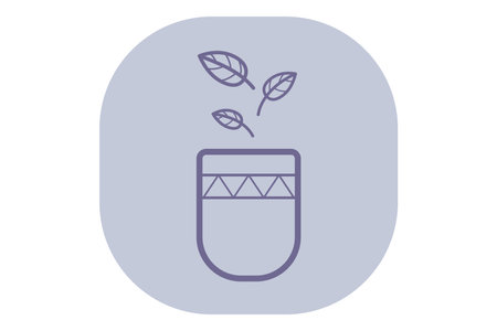 Icon of medicinal container with leaves emerging from it. Concept of essence of herbal remedies and natural medicine practicesのイラスト素材