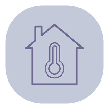 Simple line icon of house combined with thermometer, symbolizing indoor temperature management for comfort and energy efficiency in living spacesのイラスト素材