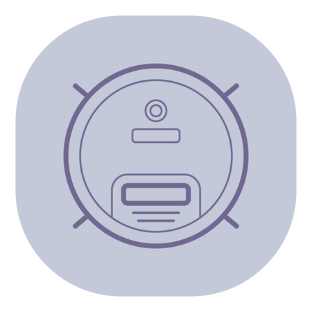 Line art illustration of robotic vacuum cleaner. Modern home cleaning technology conceptのイラスト素材
