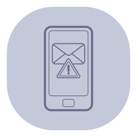 Mobile device with alert notification, envelope and warning symbol on screen. Concept of communication and potential issues that may require attentionのイラスト素材
