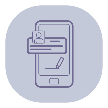 Mobile device with user profile icon with notification message, alongside pencil symbol indicating editable section. User engagement and interaction conceptのイラスト素材