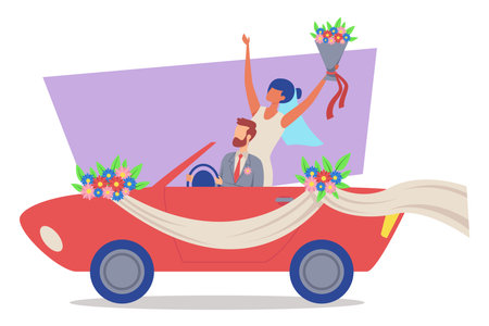 Multi-tiered wedding cake on plate with decorative icing. Marriage celebration conceptのイラスト素材