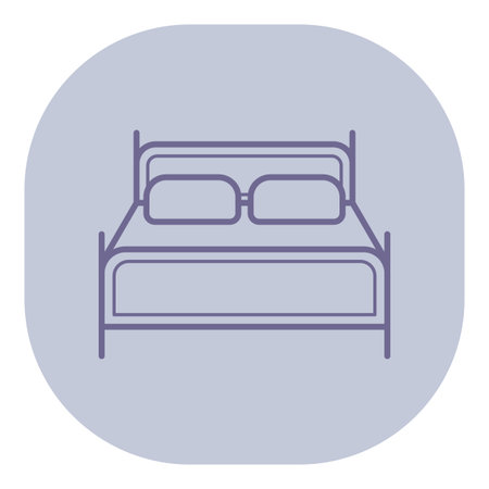 Minimalist line design of bed with two pillows positioned symmetrically. Interior setting conceptのイラスト素材