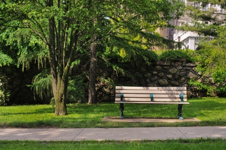 Bench in the park, Baldwin steps, Torontoの写真素材