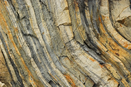 Wall of sedimentary rock, Cinque Terre, Liguria, Italyの写真素材