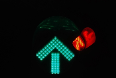 Traffic light in downtown Bangkokの写真素材