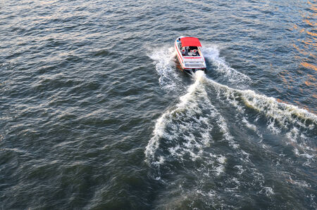 Speed boat, along the Chao Phraya River, Bangkokの写真素材