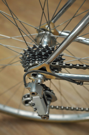 Bicycle's detail view of rear wheel with chain & sprocketの写真素材