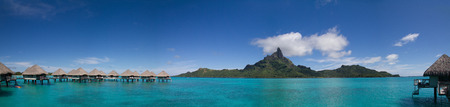 Mt. Otemanu with Overwater Bungalows in Bora Bora, French Polynesiaのeditorial素材