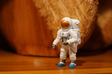 astronaut toy in mars landscapeの写真素材
