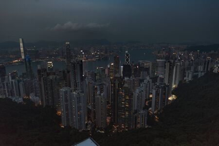 Hong kong Island, Hong Kong - September 11, 2017 11:42:05 : Skyscraper at night from Hong Kongのeditorial素材