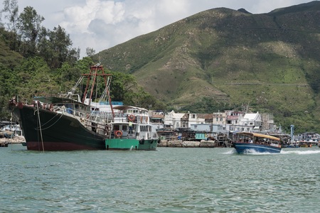 Tai O, Lantau Island, Hong Kong - September 10, 2017 6:47:06 : Ships from Tai O.のeditorial素材
