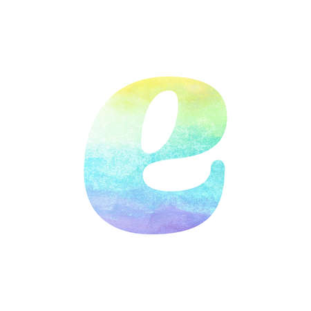 Alphabet letter E. Watercolor hand painted font. Isolated on white background.の写真素材