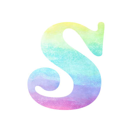 Alphabet Letter S - Watercolor Hand Painted on White Backgroundの写真素材