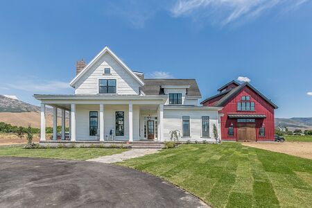 Newly built farmhouse with 19th century styleの写真素材