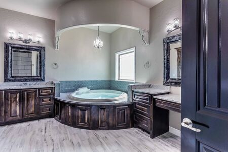 Large jetted tub in romantic spa-like master suite