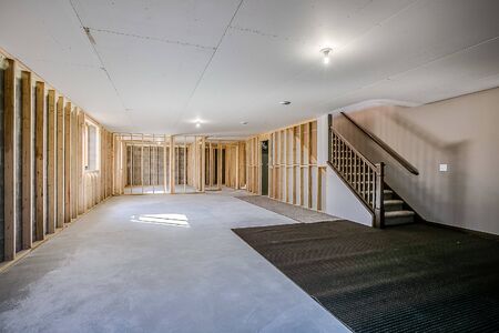 Unfinished basement of new homeの写真素材