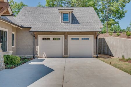 Two car garage of newly built home