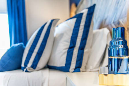 Beautiful and bright bedroom with light colors.