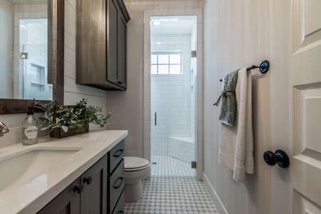 Simple yet elegant view of a bathroom.の写真素材