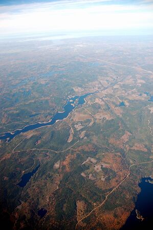Aerial view of Nova Scotia shortly after take offの写真素材