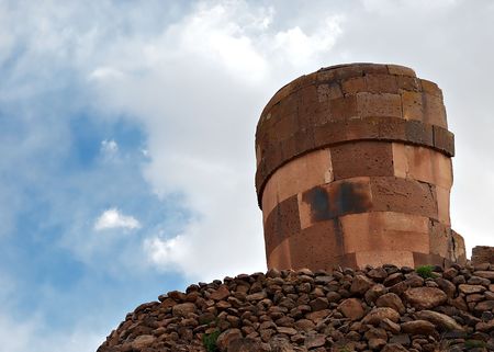 Sillustani funerary towers outside of Puno, Peruの写真素材