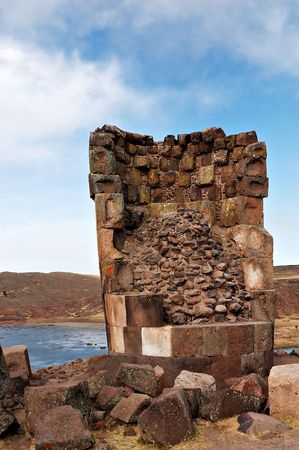 Sillustani funerary towers outside of Puno, Peruの写真素材