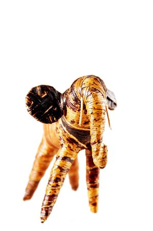 isolated african elephant made of bananna leavesの写真素材