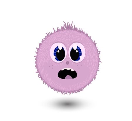 Cartoon pink furry ball with big eyes.のイラスト素材
